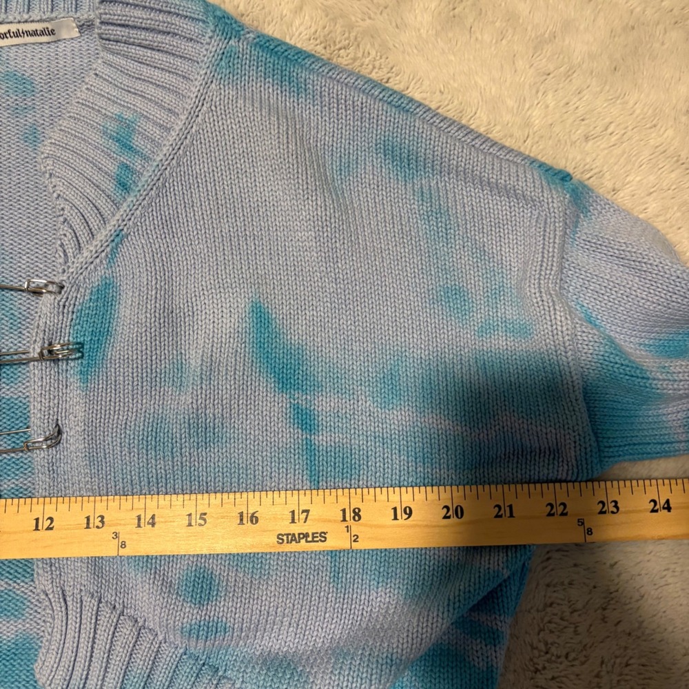 Colorful Natalie Blue Tie Dye Cropped Cardigan Safety Pin Grunge Punk 
S/M - Picture 4 of 7